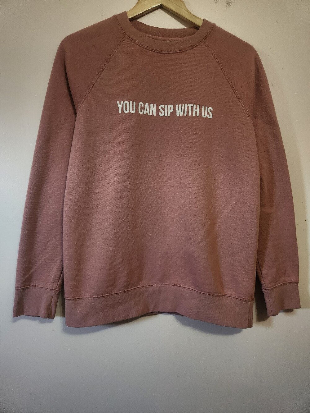 Brunette The Label You Can Sip With Us Pink Graphic Slogan Crewneck Sweatshirt